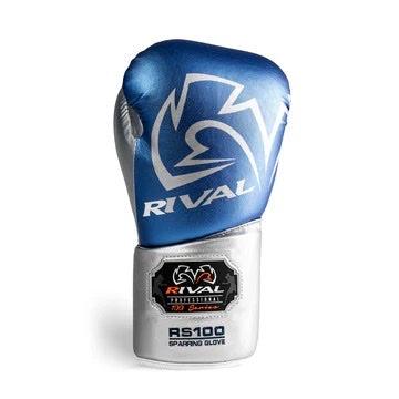 RIVAL RS100 PROFESSIONAL SPARRING GLOVES 16oz - BLUE/SILVER