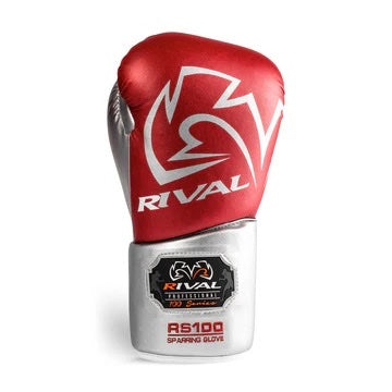 RIVAL RS100 PROFESSIONAL SPARRING GLOVES 16oz - RED/SILVER