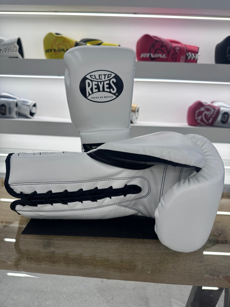 CLETO REYES 16oz SPARRING GLOVES LACE UP WHITE