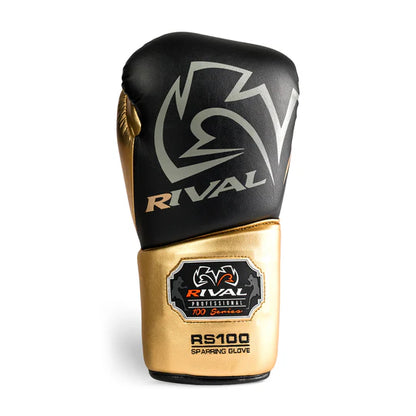 RIVAL RS100 PROFESSIONAL SPARRING GLOVES 16oz - BLACK/GOLD