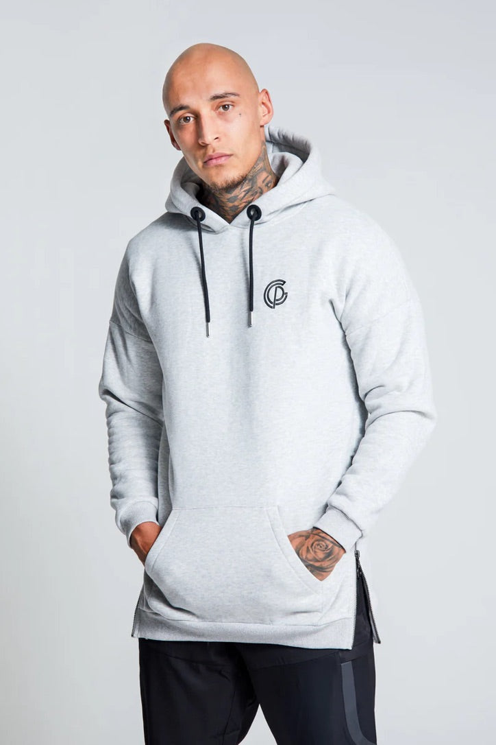 GYMPRO APPAREL MENS LONGLINE HOODIE GREY - LARGE