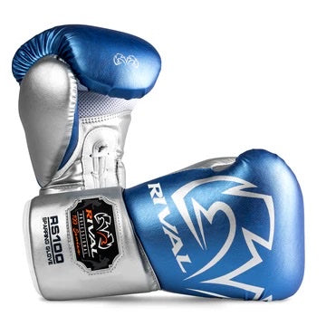 RIVAL RS100 PROFESSIONAL SPARRING GLOVES 16oz - BLUE/SILVER