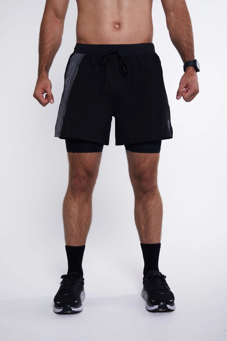GYMPRO APPAREL HYBRID PERFORMANCE SHORTS BLACK - LARGE