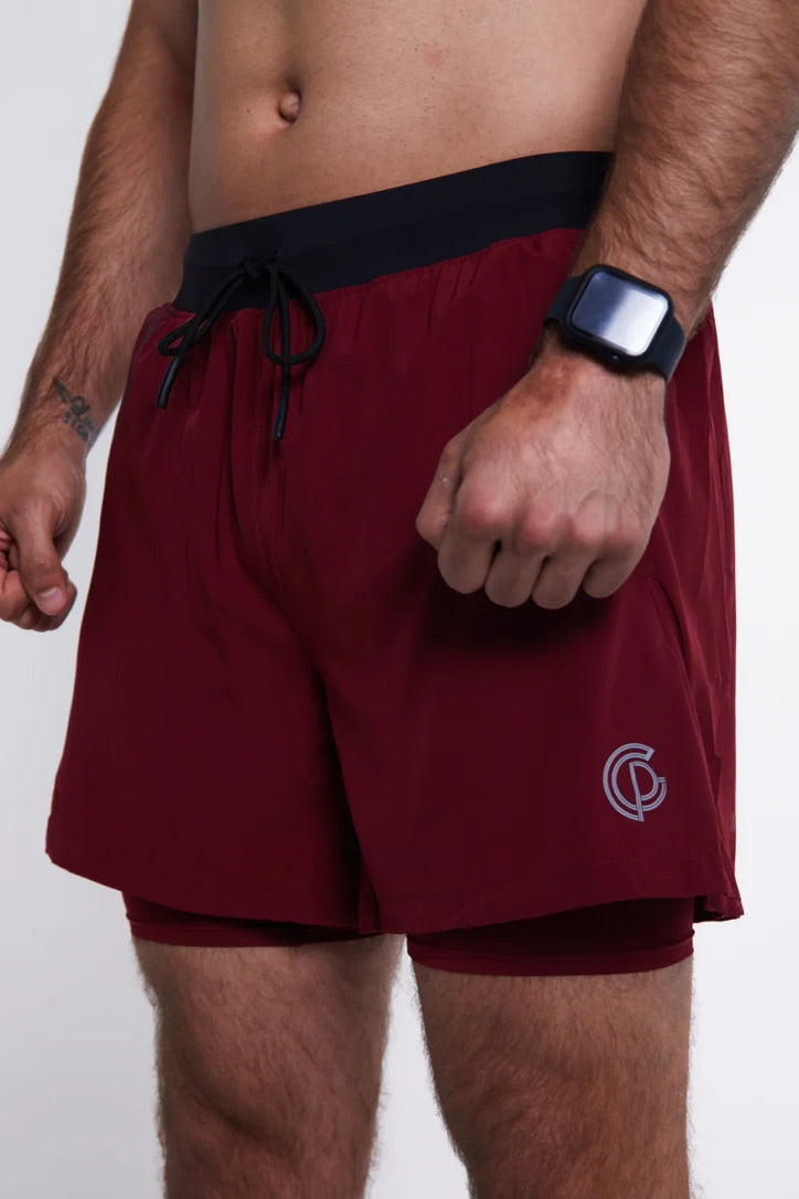 GYMPRO APPAREL HYBRID PERFORMANCE SHORTS RED - LARGE