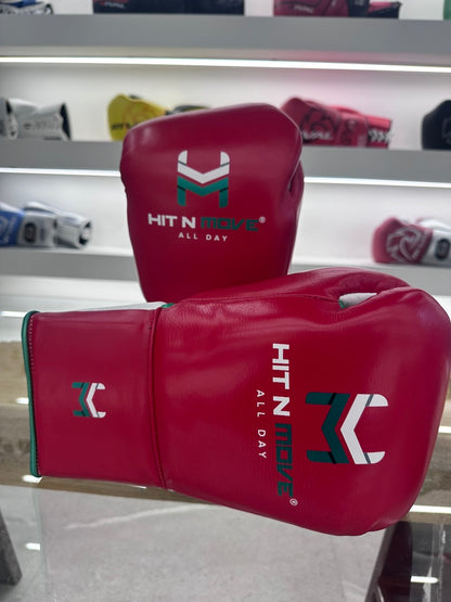 HIT N MOVE BALANCE GLOVES  16oz LACE UP RED / WHITE / GREEN