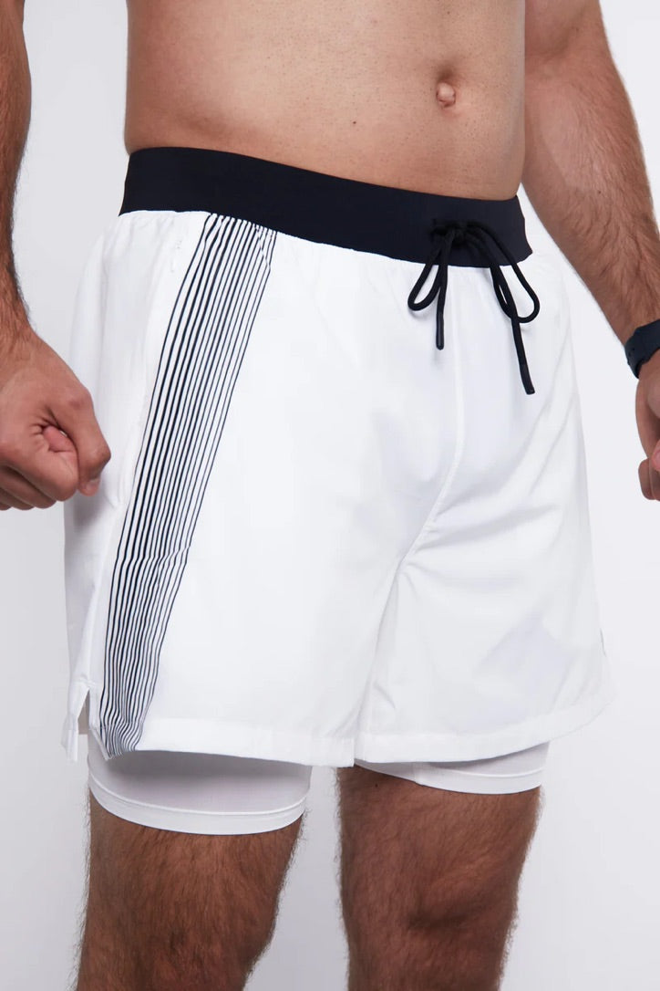 GYMPRO APPAREL HYBRID PERFORMANCE SHORTS WHITE - LARGE