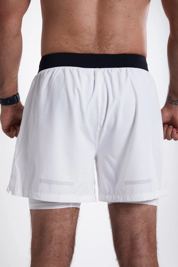 GYMPRO APPAREL HYBRID PERFORMANCE SHORTS WHITE - LARGE