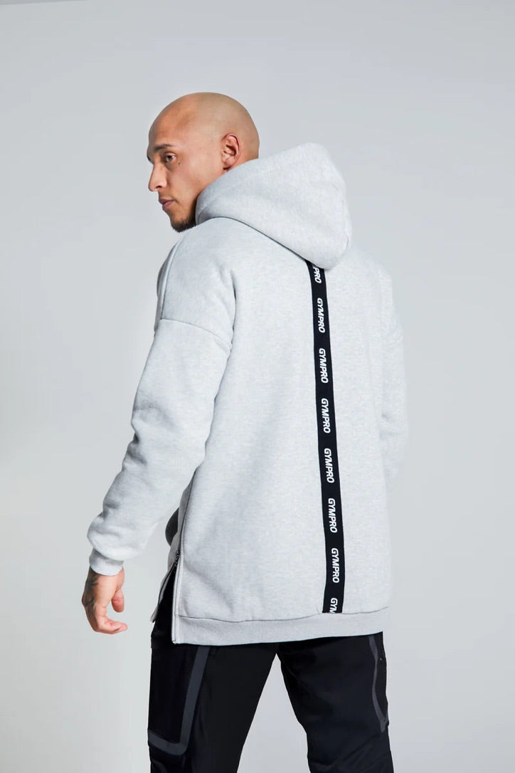GYMPRO APPAREL MENS LONGLINE HOODIE GREY - LARGE