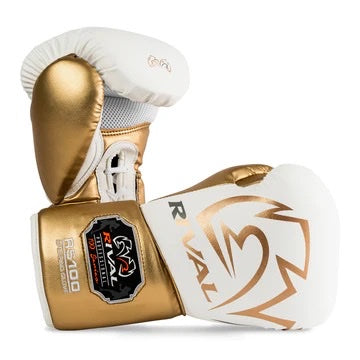RIVAL RS100 PROFESSIONAL SPARRING GLOVES 16oz - WHITE/GOLD