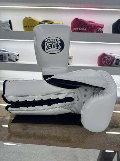 CLETO REYES 16oz SPARRING GLOVES LACE UP WHITE