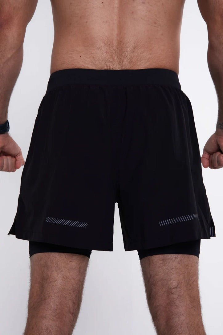 GYMPRO APPAREL HYBRID PERFORMANCE SHORTS BLACK - LARGE