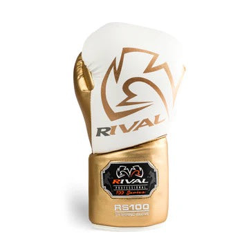 RIVAL RS100 PROFESSIONAL SPARRING GLOVES 16oz - WHITE/GOLD